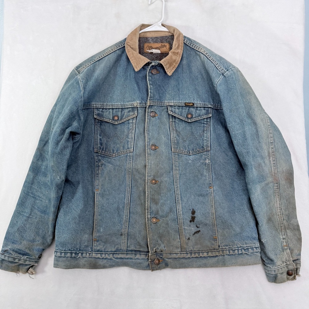 Vintage Wrangler Denim Jacket Mens 52 Blue Blanket Line Outdoor